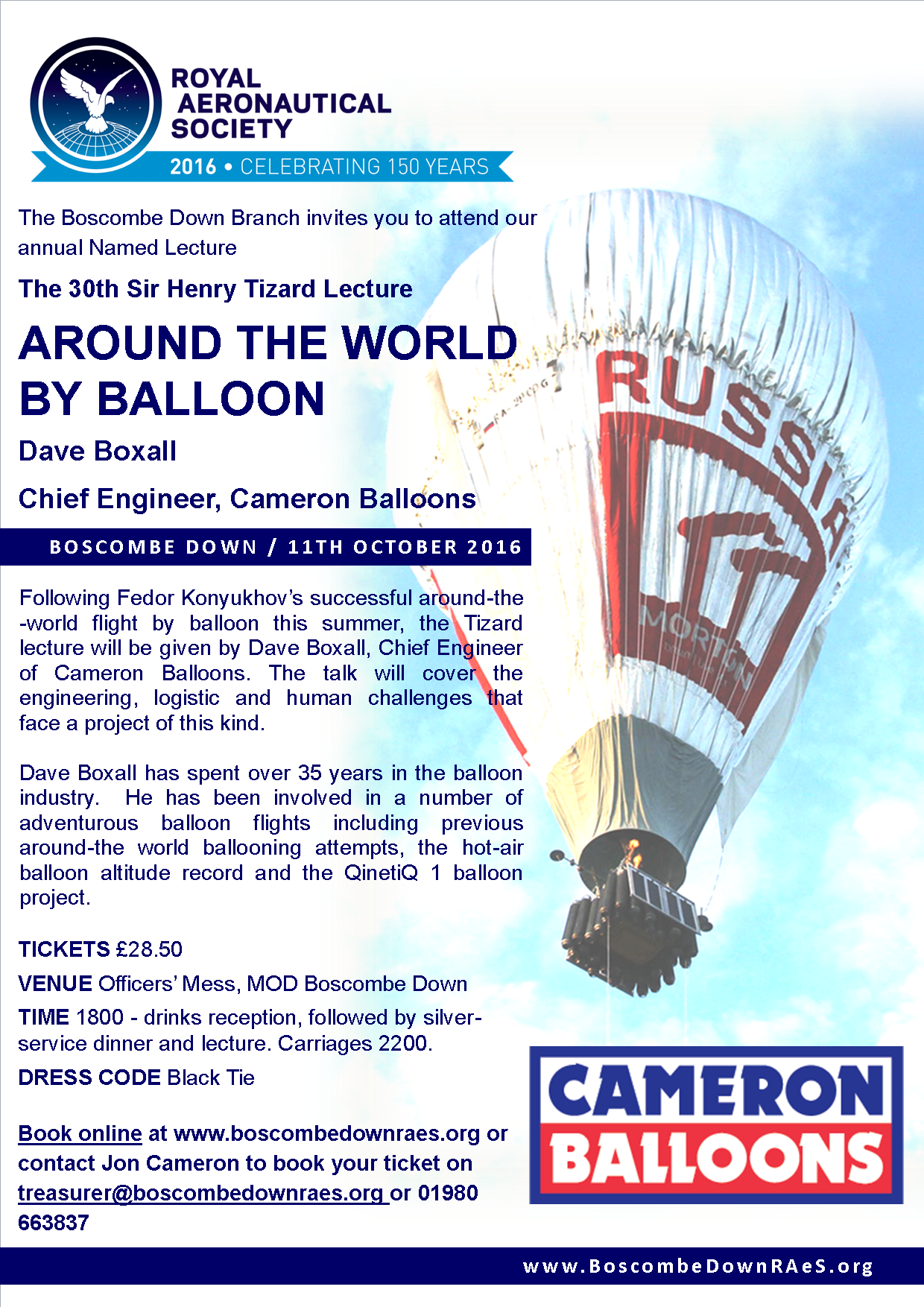 30th Sir Henry Tizard Lecuture: Around the World by Balloon